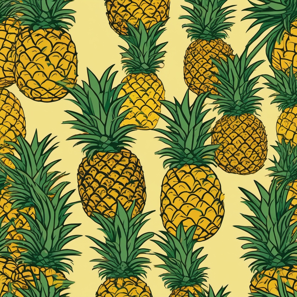 Pineapple Clipart - Whole ripe pineapple with its crown.  color vector clipart, minimal style