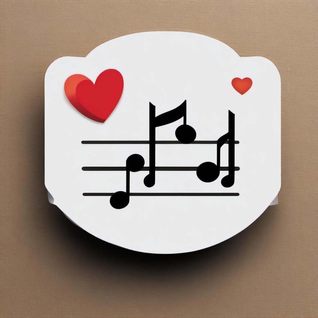 Heartbeat and Music Note Emoji Sticker - Love's melodious rhythm, , sticker vector art, minimalist design