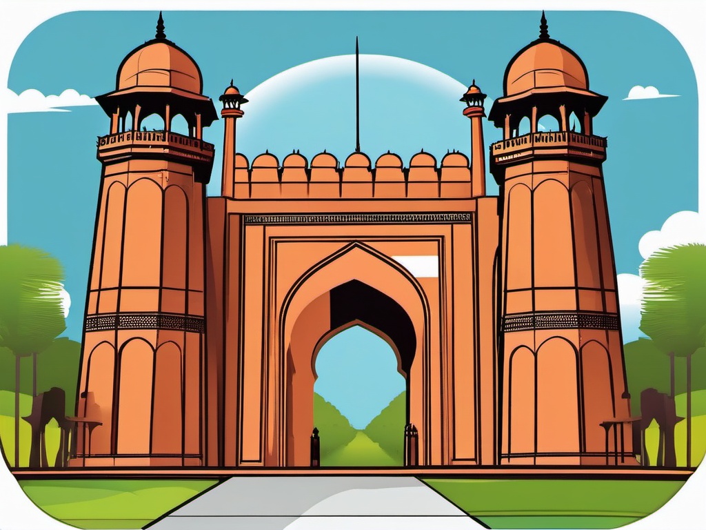 New Delhi clipart - India Gate and Jama Masjid in India,  color vector clipart