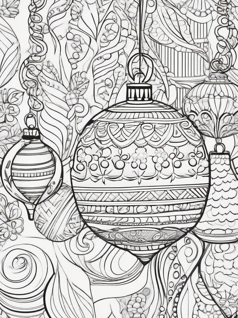 Christmas Coloring Decorations  outling,coloring pages,black and whit