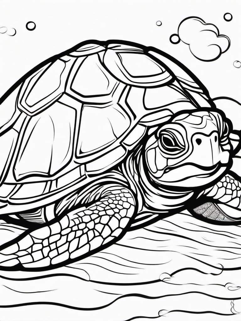 Turtle Coloring Pages - Turtle floating on a cloud  simple coloring pages