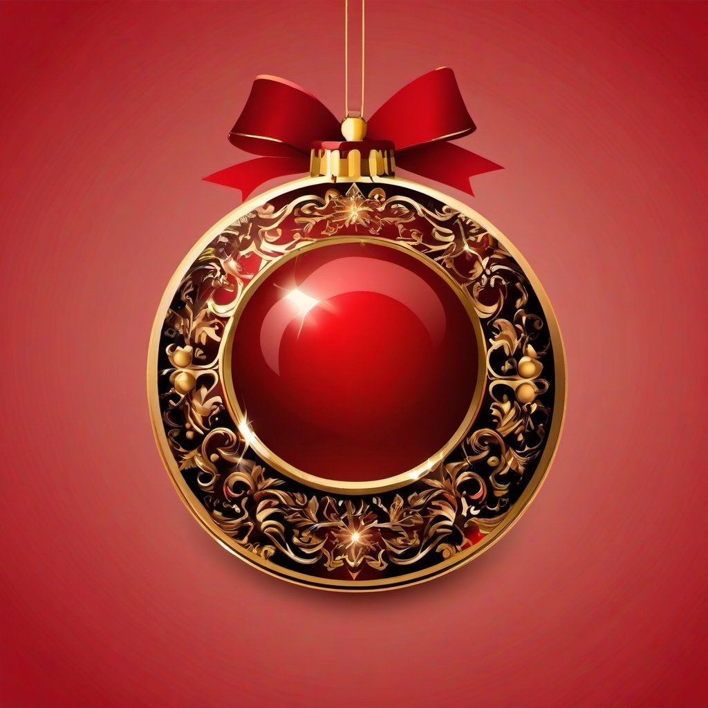 Christmas Ornament clipart - shiny red ornament with gold trim  color,minimalist,vector clipart