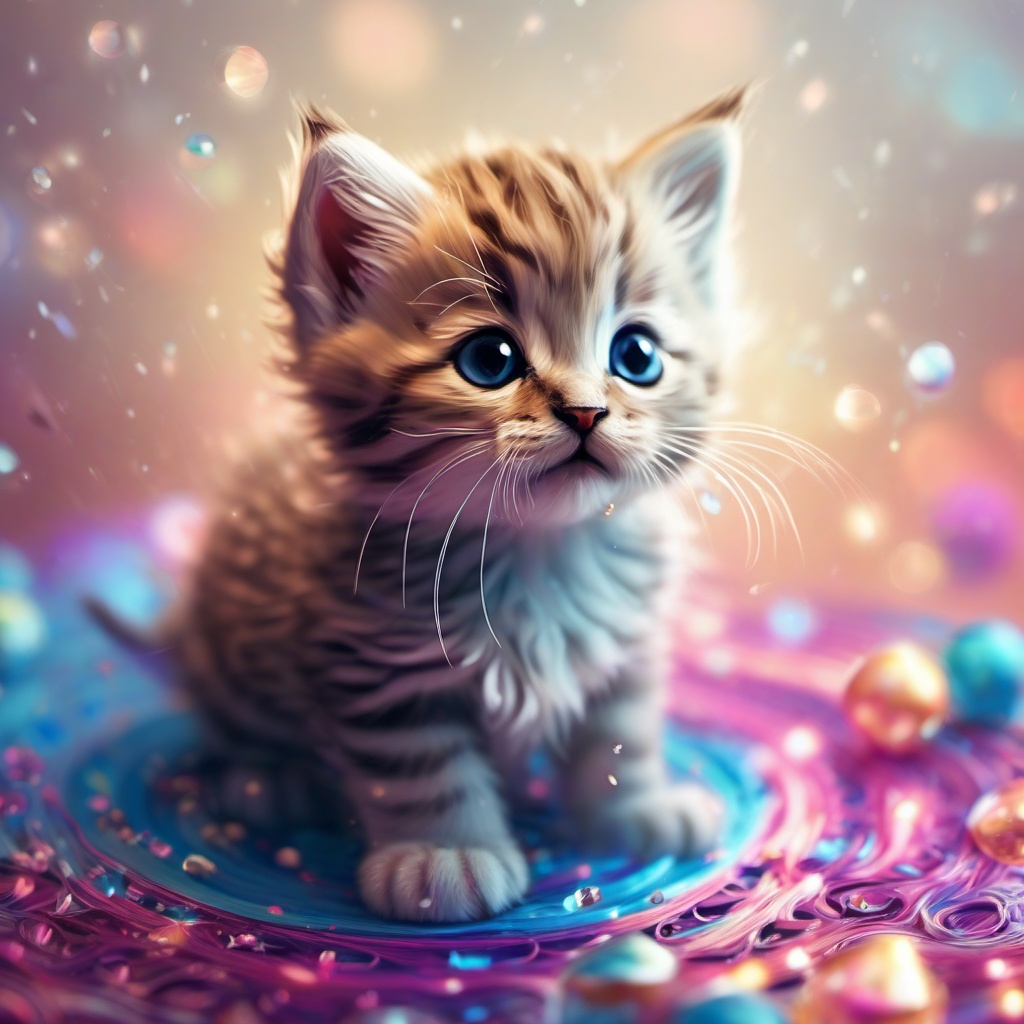 Cute iPad Wallpaper - Adorable Kitten Playing  intricate patterns, splash art, wallpaper art