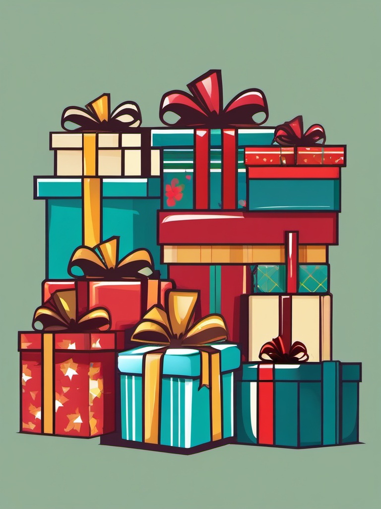 Present clipart - multiple presents stacked for a party  