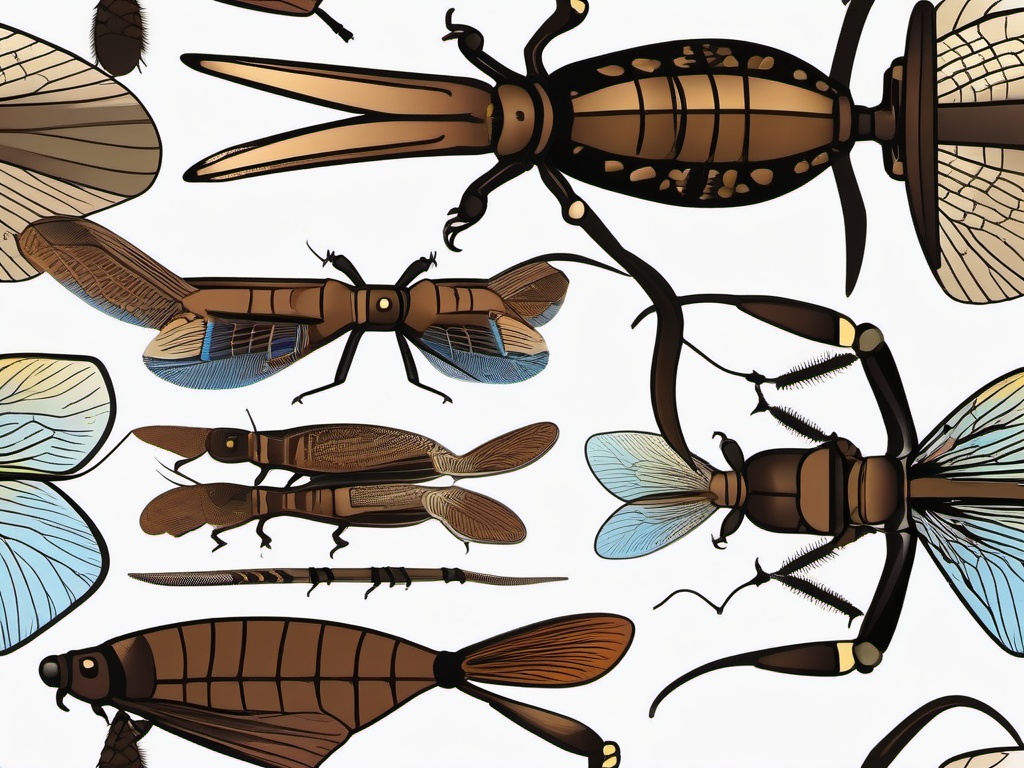 Dobsonfly Clip Art - A dobsonfly with impressive mandibles,  color vector clipart, minimal style