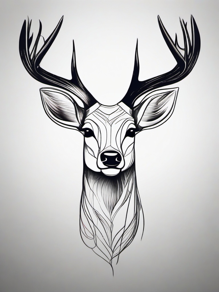 drawing of a deer with antlers  minimal rough sketch scribbles,doodles,black and white