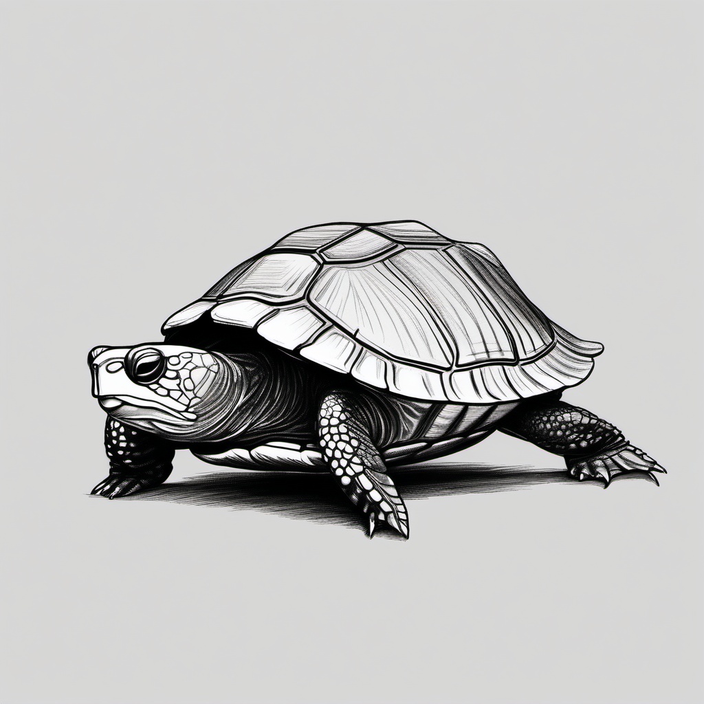 drawing of a Striped mud turtle  minimal rough sketch scribbles,doodles,black and white