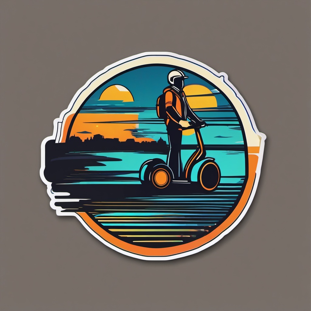 Segway Tour Sticker - Modern guided exploration, ,vector color sticker art,minimal