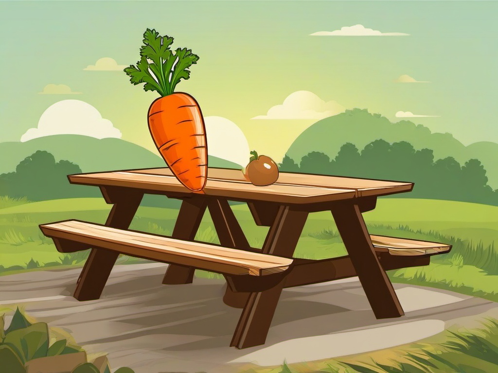 Carrot clipart - carrot on a picnic table  vector clipart