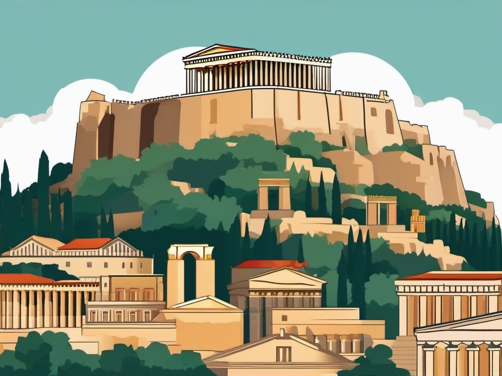 Acropolis of Athens clipart - Ancient citadel in Athens, Greece, ,color clipart vector style