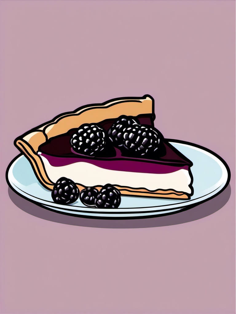 Blackberry Pie Slice Clipart - A slice of blackberry pie with whipped cream.  color vector clipart, minimal style