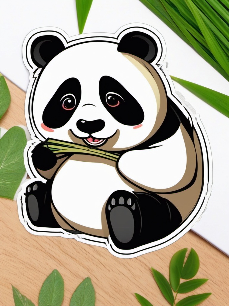 Kawaii Panda sticker- Bamboo-munching Cuteness, , color sticker vector art