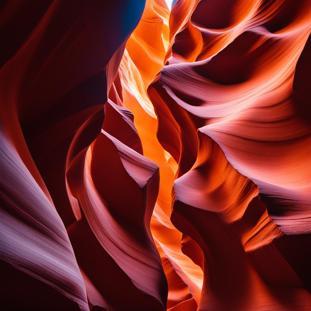 antelope canyon - illustrate the captivating night scene of antelope canyon, where the play of shadows and light creates enchanting patterns on the sandstone walls. 