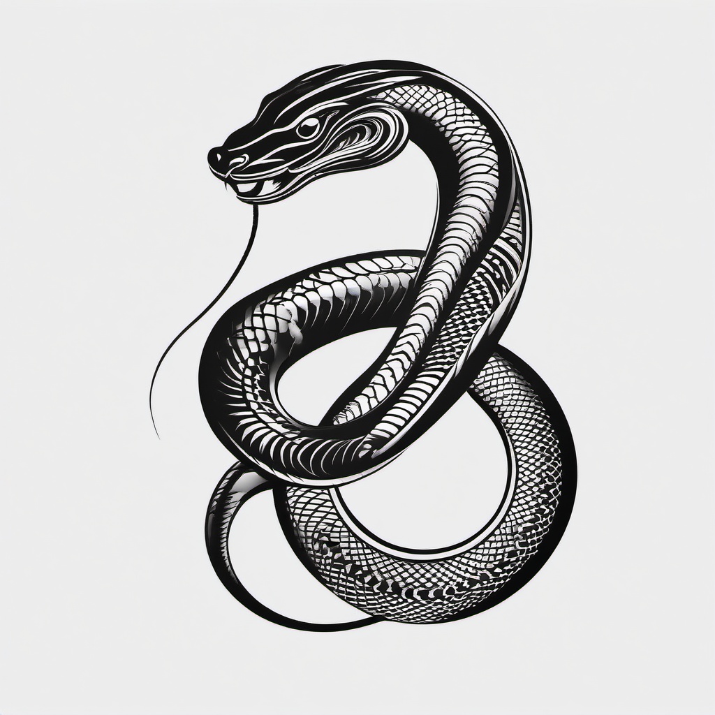 Chinese Snake Zodiac Tattoo - Tattoo featuring a snake based on the Chinese zodiac.  simple vector tattoo,minimalist,white background