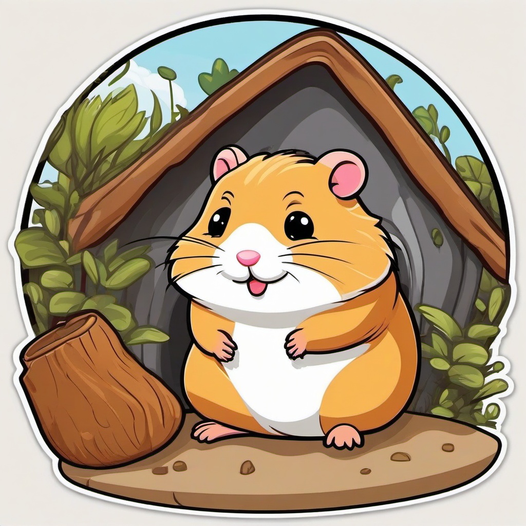 Hamster cartoon - round, burrowing pet  cartoon sticker style