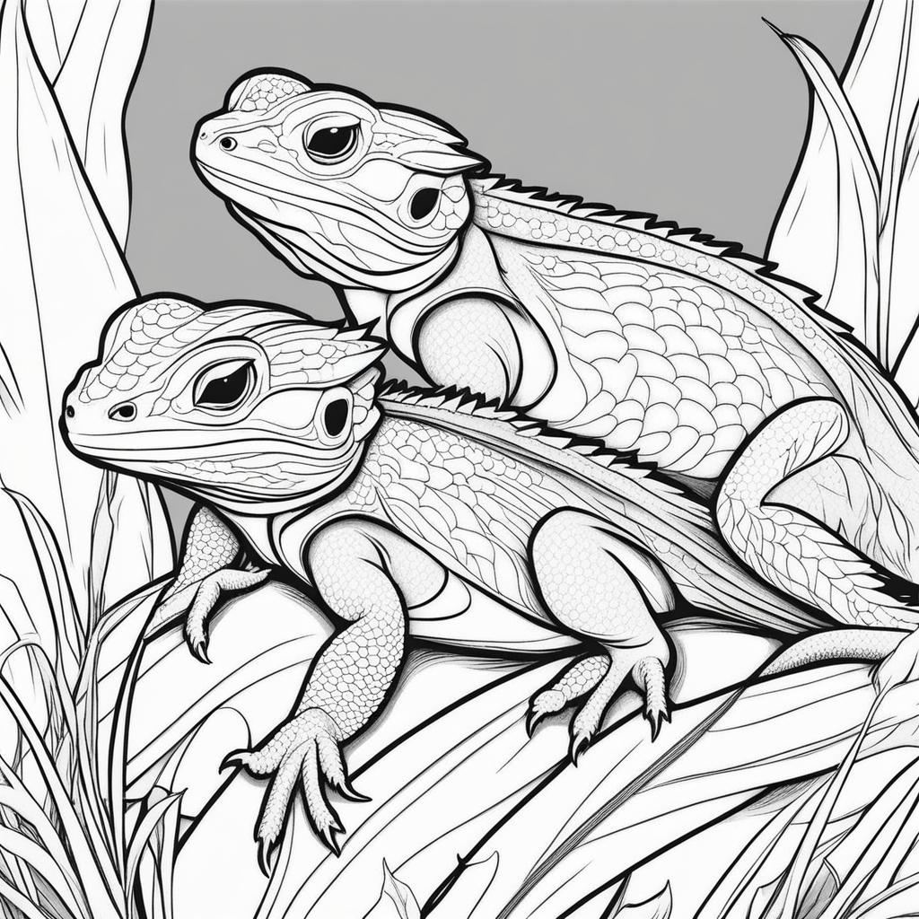 bearded dragon hatchlings cute animals coloring page 