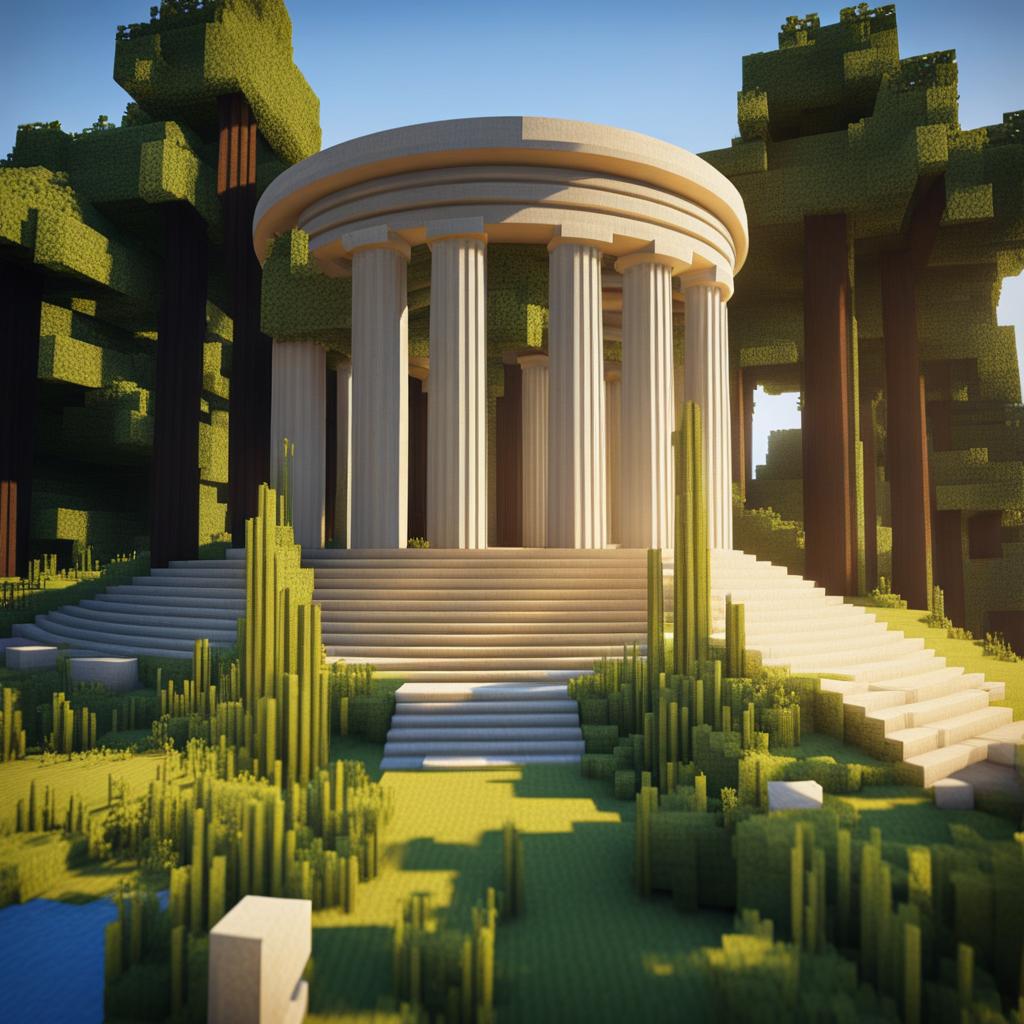 greek temple on a picturesque hill - minecraft house design ideas 