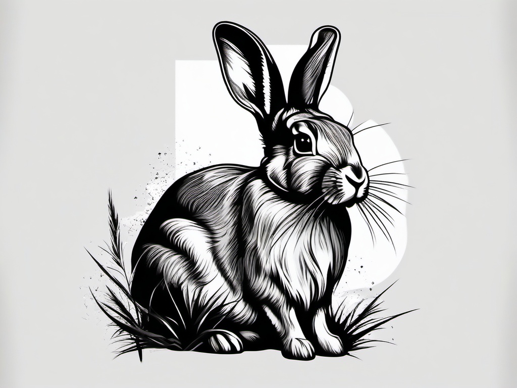 realistic rabbit tattoo  minimalist color tattoo, vector