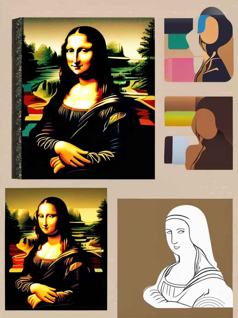 Mona Lisa clipart - Iconic painting by Leonardo da Vinci, ,color clipart vector style