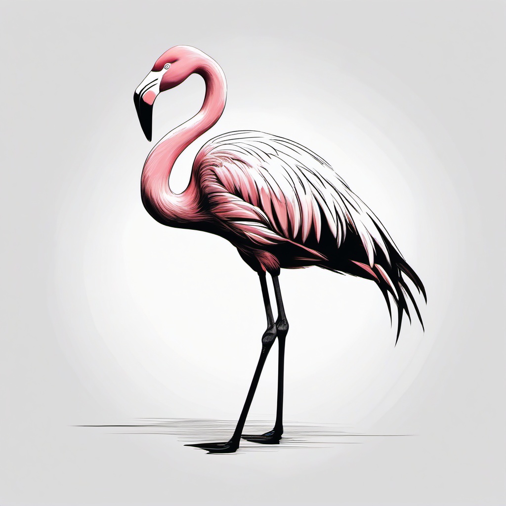 drawing of a flamingo in an elegant pose  minimal rough sketch scribbles,doodles,black and white