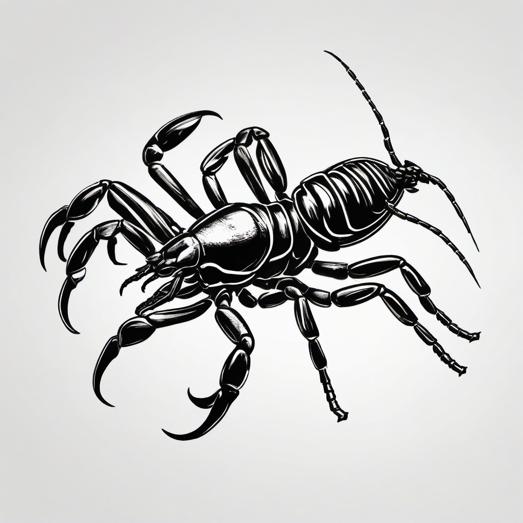 drawing of a scorpion in a playful pose  minimal rough sketch scribbles,doodles,black and white