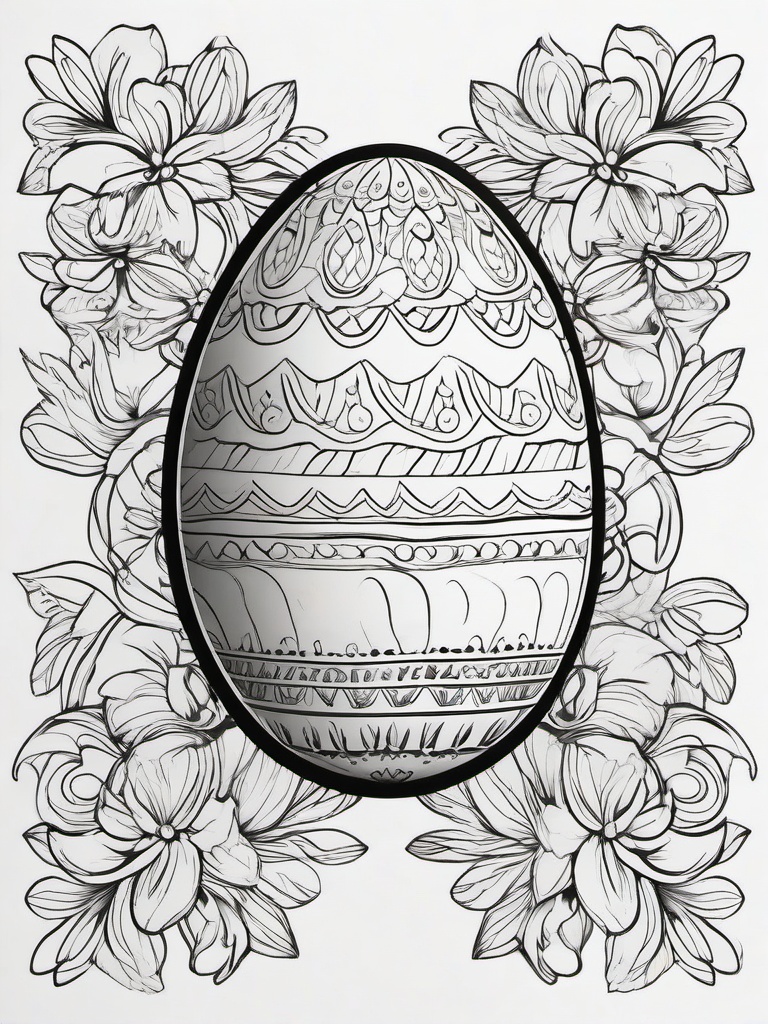 Easter Egg Coloring Pages - Egg with watercolors and floral accents  simple coloring pages