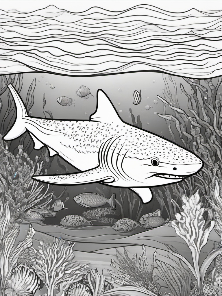 Leopard Shark Coloring Pages - Spotted Coastal Swimmer  black outline printable sheet, coloring page