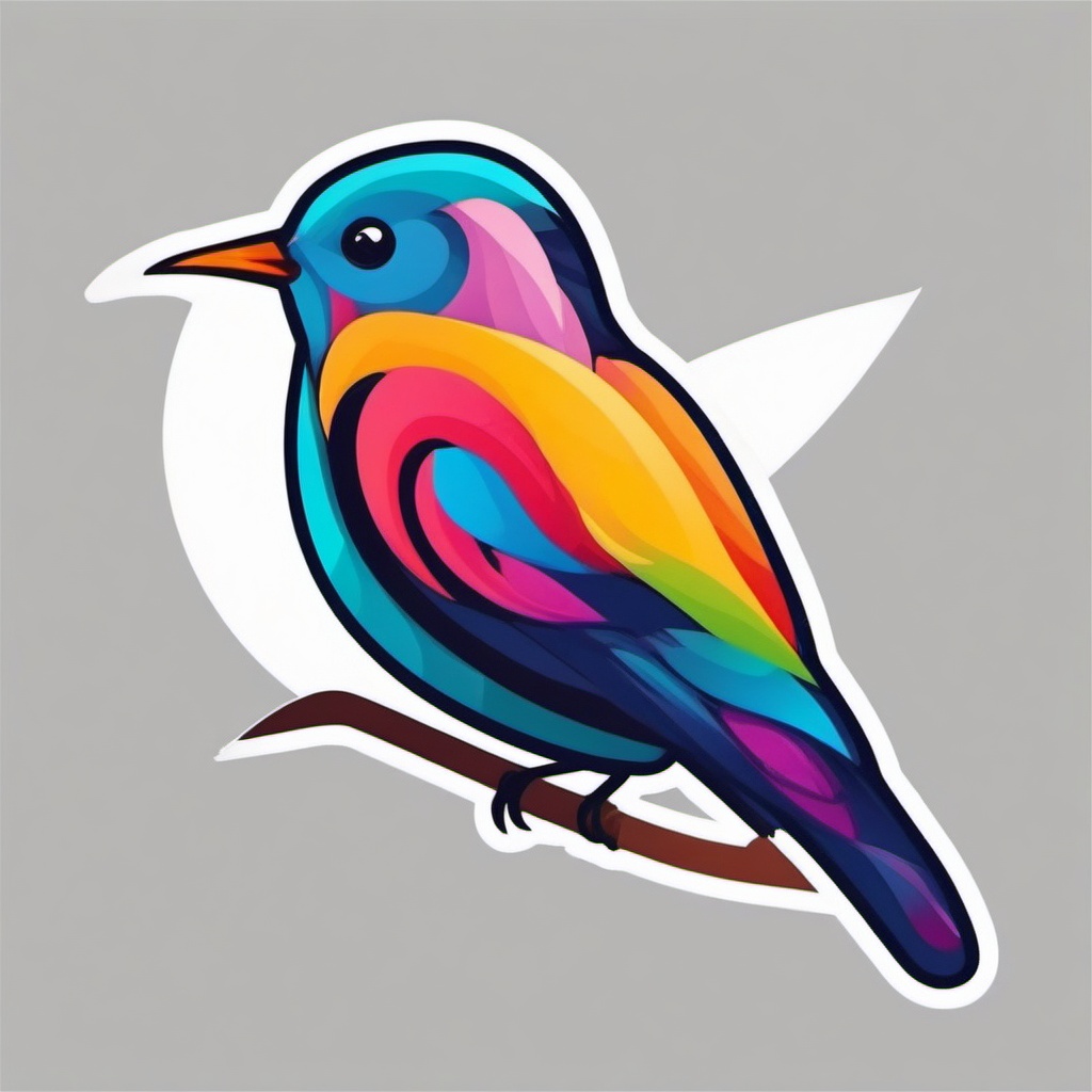 Bird Sticker - A colorful bird in flight. ,vector color sticker art,minimal