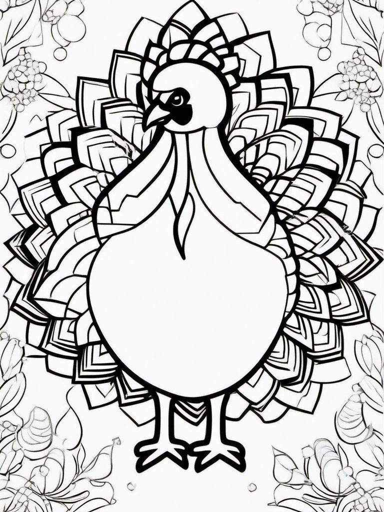 Thankful Turkey Coloring Pages - Turkey Celebrating the Spirit of Gratitude  minimal black outline printable sheet, coloring page