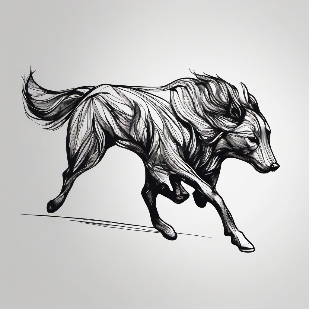 drawing of an animal running  minimal rough sketch scribbles,doodles,black and white