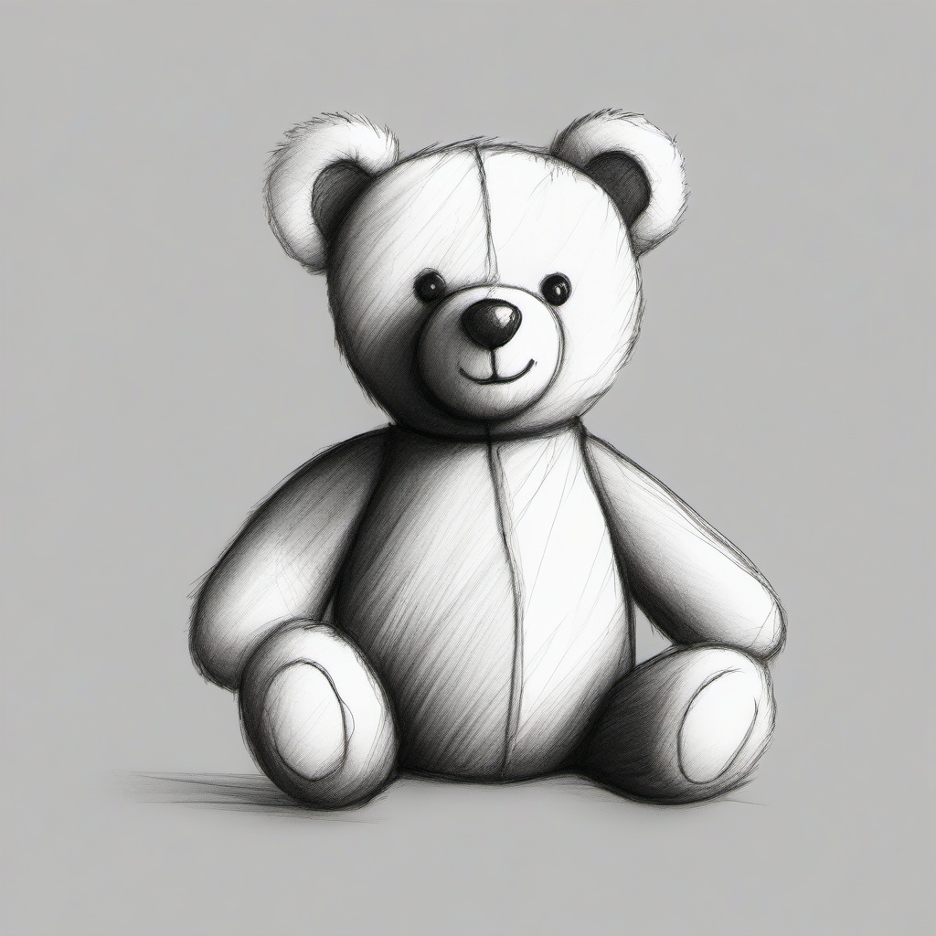 pencil sketch of teddy bear  minimal rough sketch scribbles,doodles,black and white