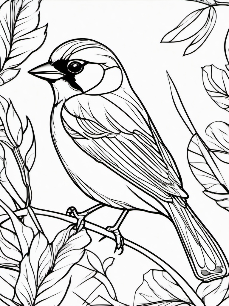 Sparrow Coloring Pages - Small Brown Chirping Bird  minimal black outline printable sheet, coloring page