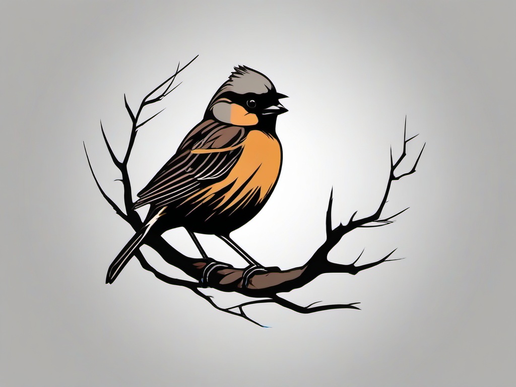 sparrows nest tattoo  minimalist color tattoo, vector