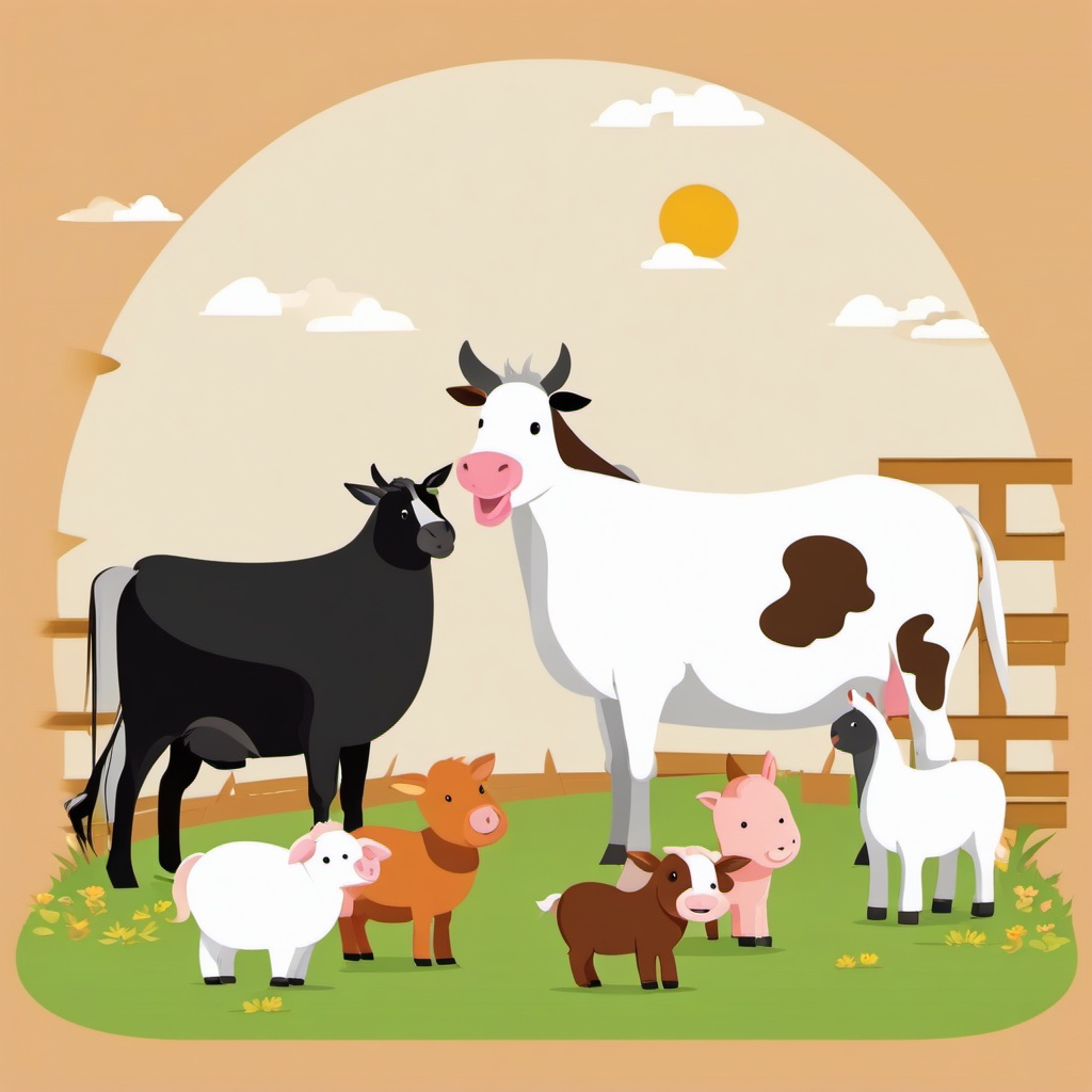 Farm Animal Conversation clipart - Farm animals having a chat, ,vector color clipart,minimal