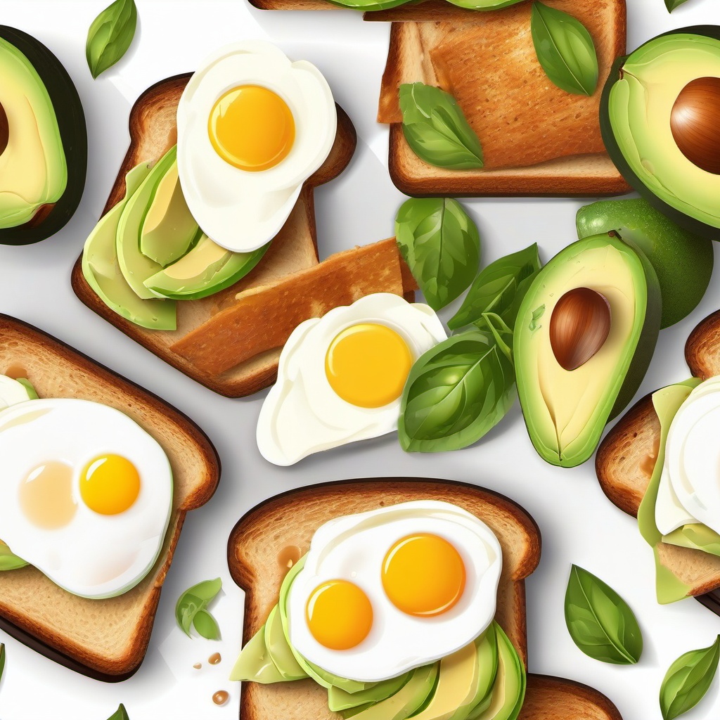 Breakfast clipart - Toast with avocado and eggs.  vector style illustration, white background