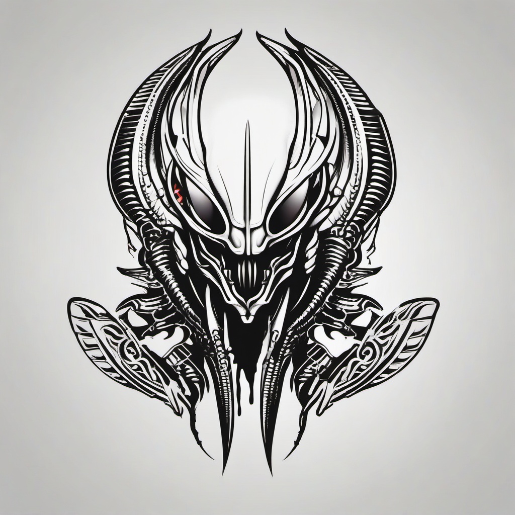 Xenomorph Tattoo - Explore mysterious and iconic Xenomorph-themed tattoos.  simple color tattoo,vector style,white background