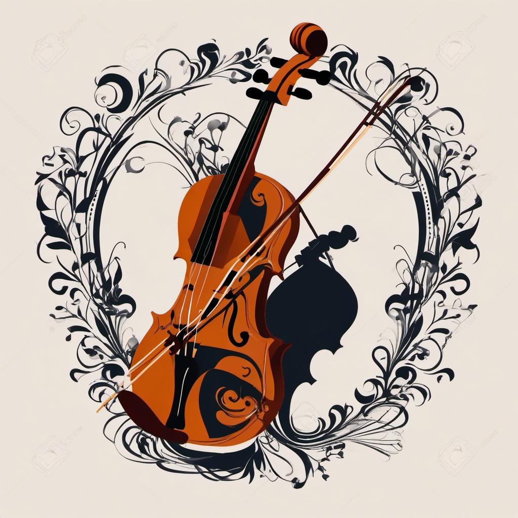 Violin Clipart - An exquisite violin with strings poised to produce harmonious melodies, the heart of classical music.  color clipart, minimalist, vector art, 