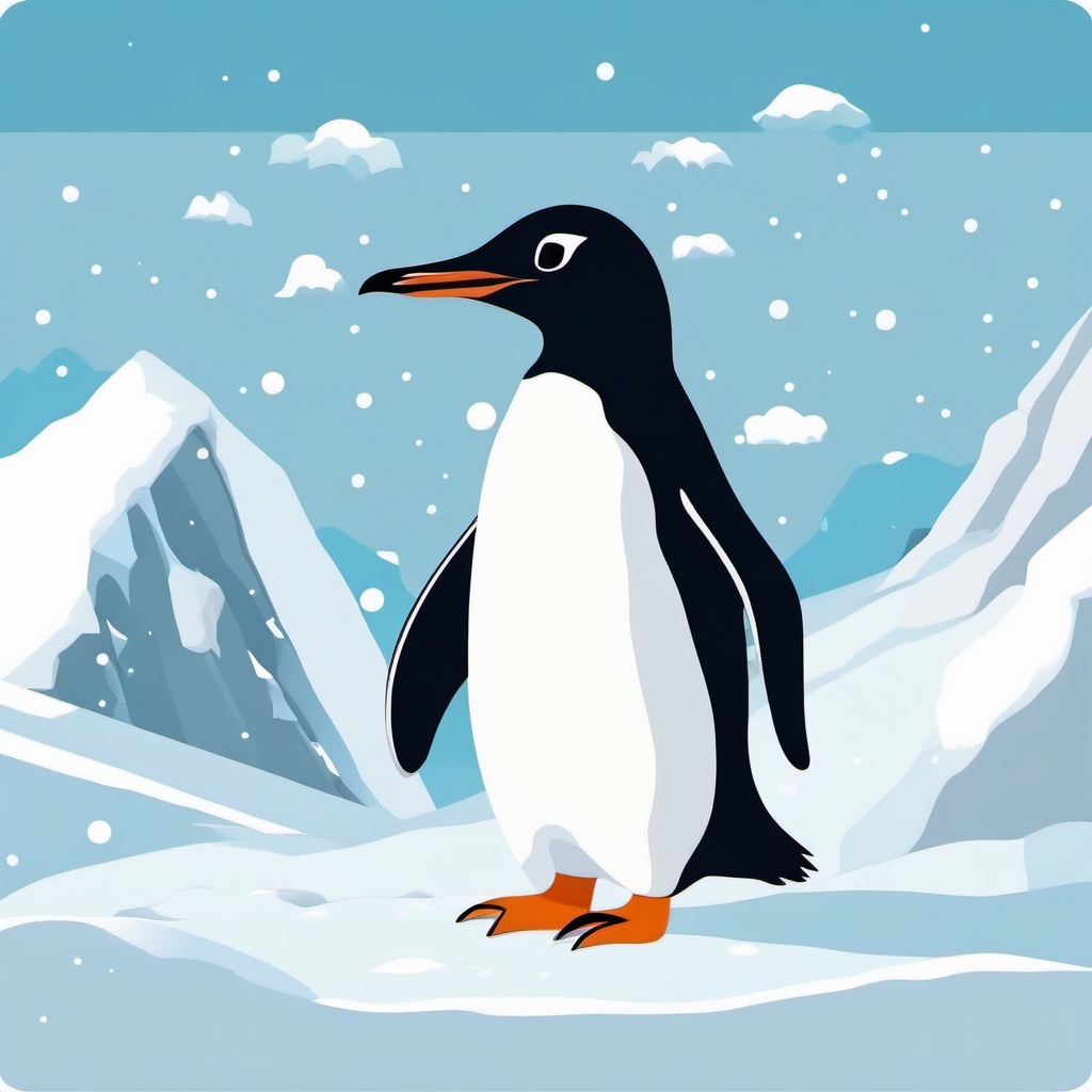 Cute Penguin in the Antarctic Wonderland  clipart, simple