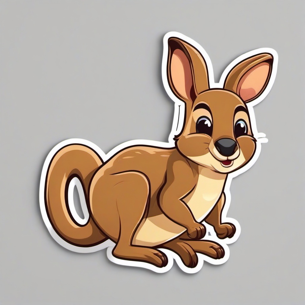 Kangaroo cartoon - hopping marsupial with a pouch  cartoon sticker style