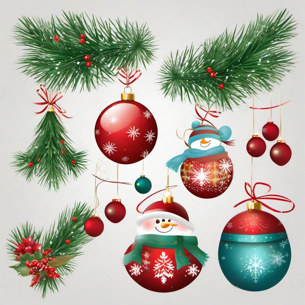 Winter clipart - winter decorations with holiday lights  