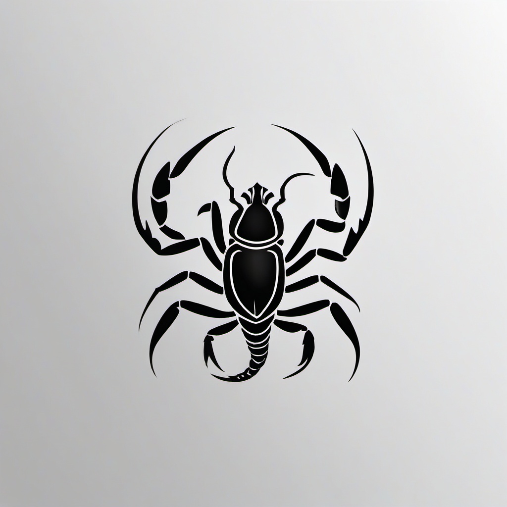 Tiny Scorpion Tattoo - Embrace minimalism with a small and discreet scorpion tattoo for a subtle and delicate look.  simple vector color tattoo,minimal,white background