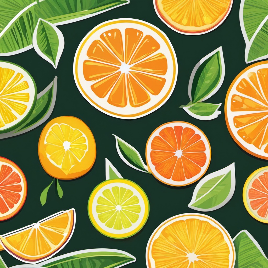 Citrus Fruit Sticker - Bright and refreshing, a citrus fruit-colored burst, , sticker vector art, minimalist design