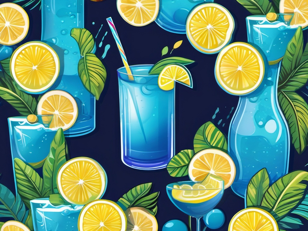 Blue Lagoon Bliss sticker- A vibrant mix of blue curaçao, vodka, and lemonade, creating a visually stunning and delicious cocktail., , color sticker vector art