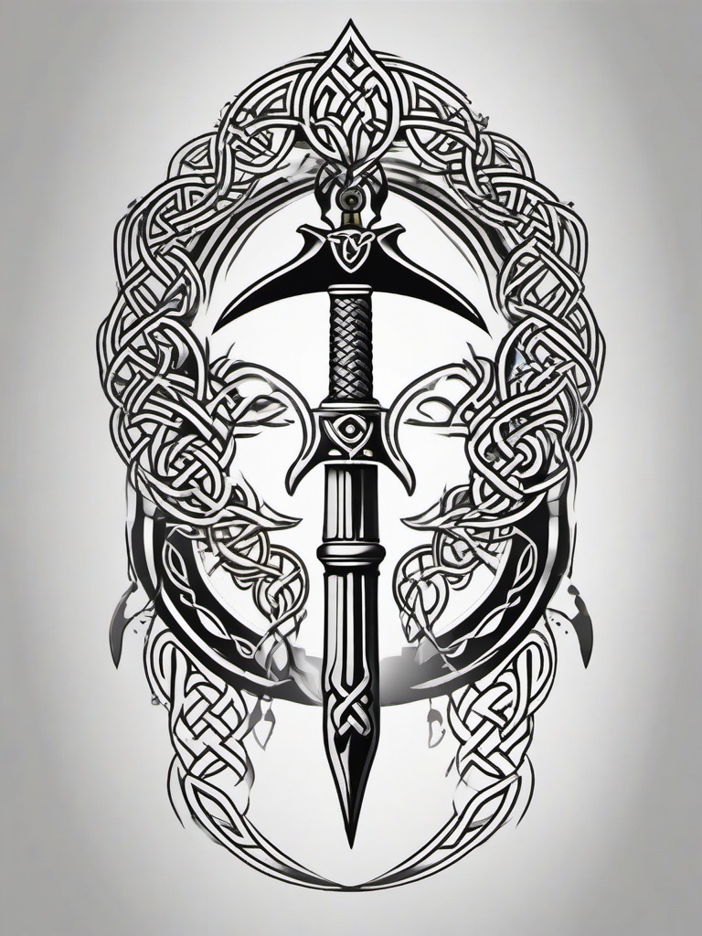 celtic warrior tattoos  simple color tattoo,minimal,white background