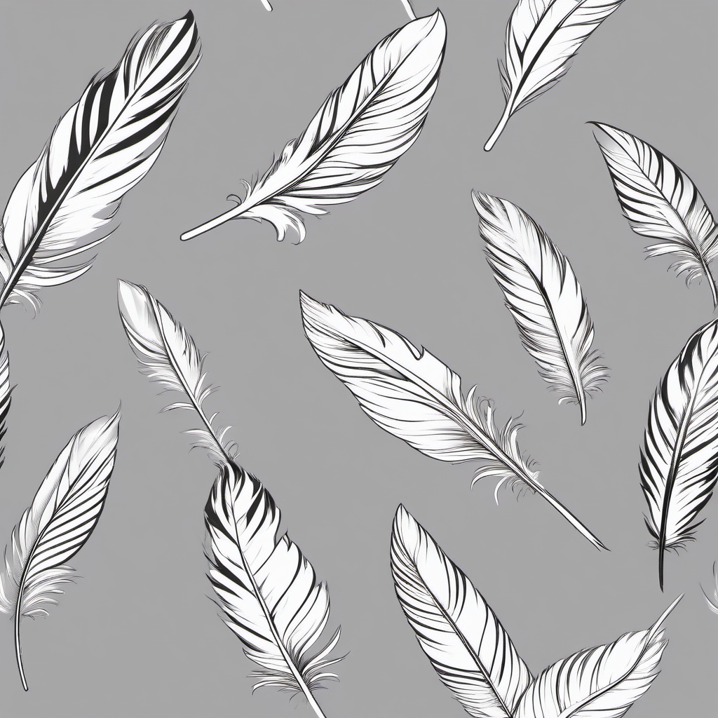 Angel Feather Tattoo - Feather design associated with angels.  simple vector tattoo,minimalist,white background