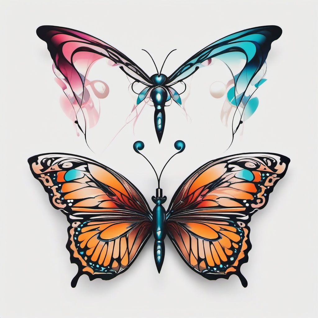 butterfly infinity tattoo designs  simple color tattoo, minimal, white background