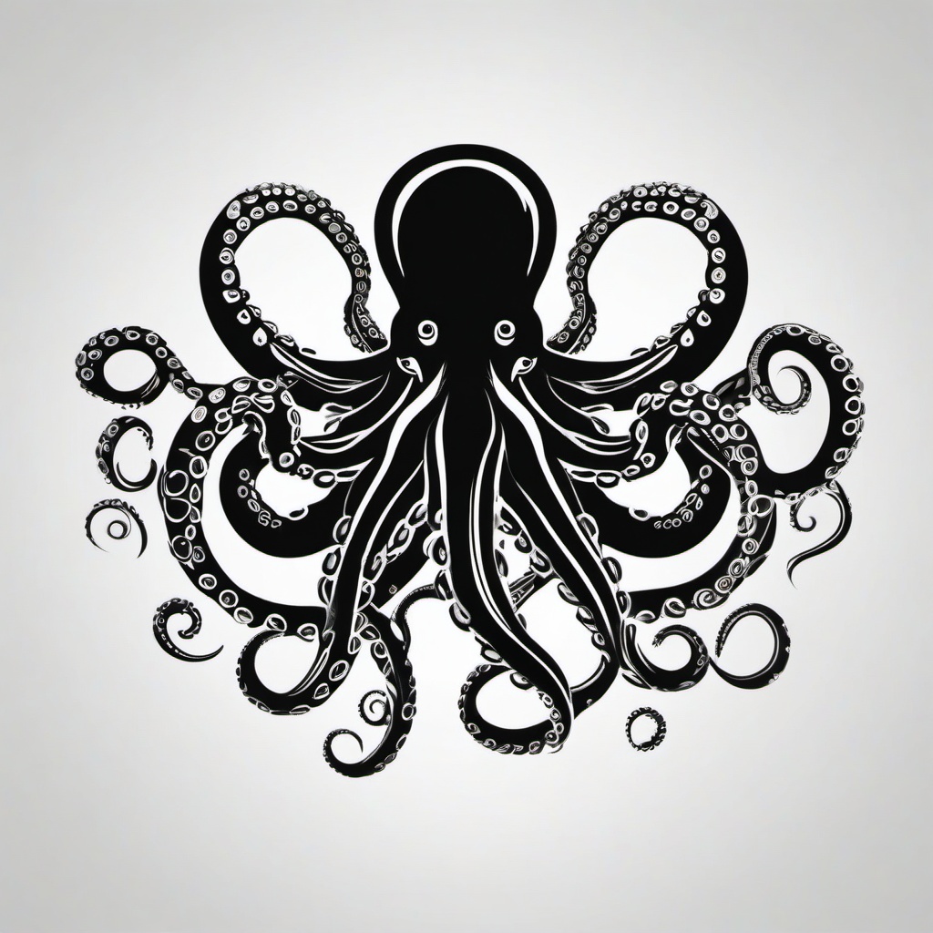 Octopus Temporary Tattoo - Experiment with temporary ink featuring octopus designs for a playful and temporary look.  simple vector color tattoo,minimal,white background