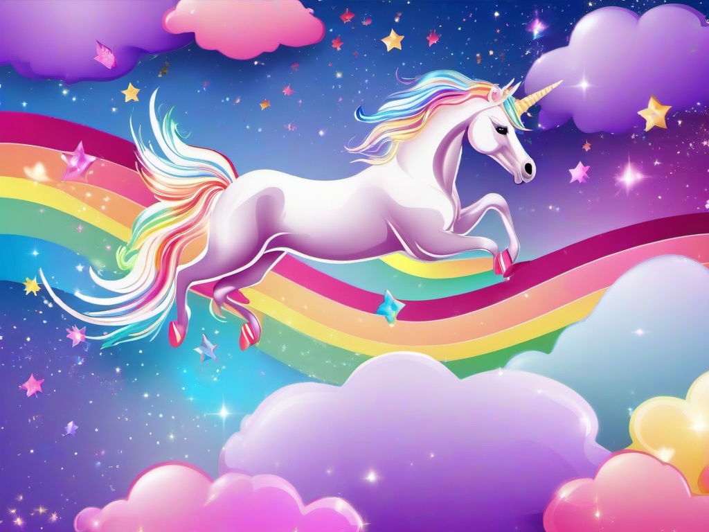 Glitter Rainbow Unicorn Background  