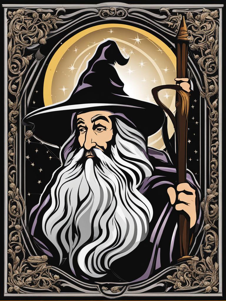 wizard clipart - a wise wizard with a flowing beard and staff. 