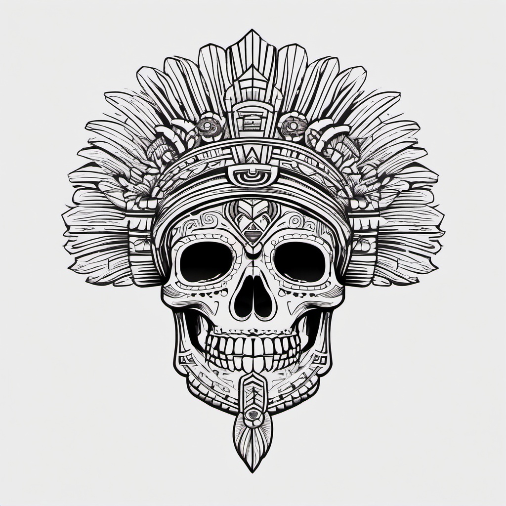 Aztec Skull Tattoo Design  minimal,tattoo,white background